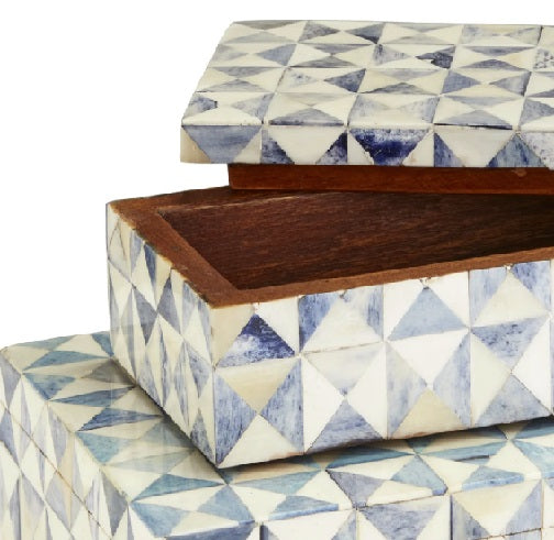 Blue and White Bone Box, Set of 2