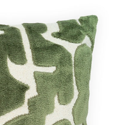 24" x 24" Cream and Moss Geometric Pillow