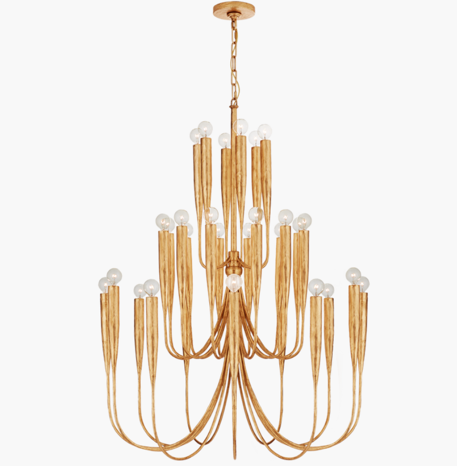 Large Chandelier in Antique Gold Leaf