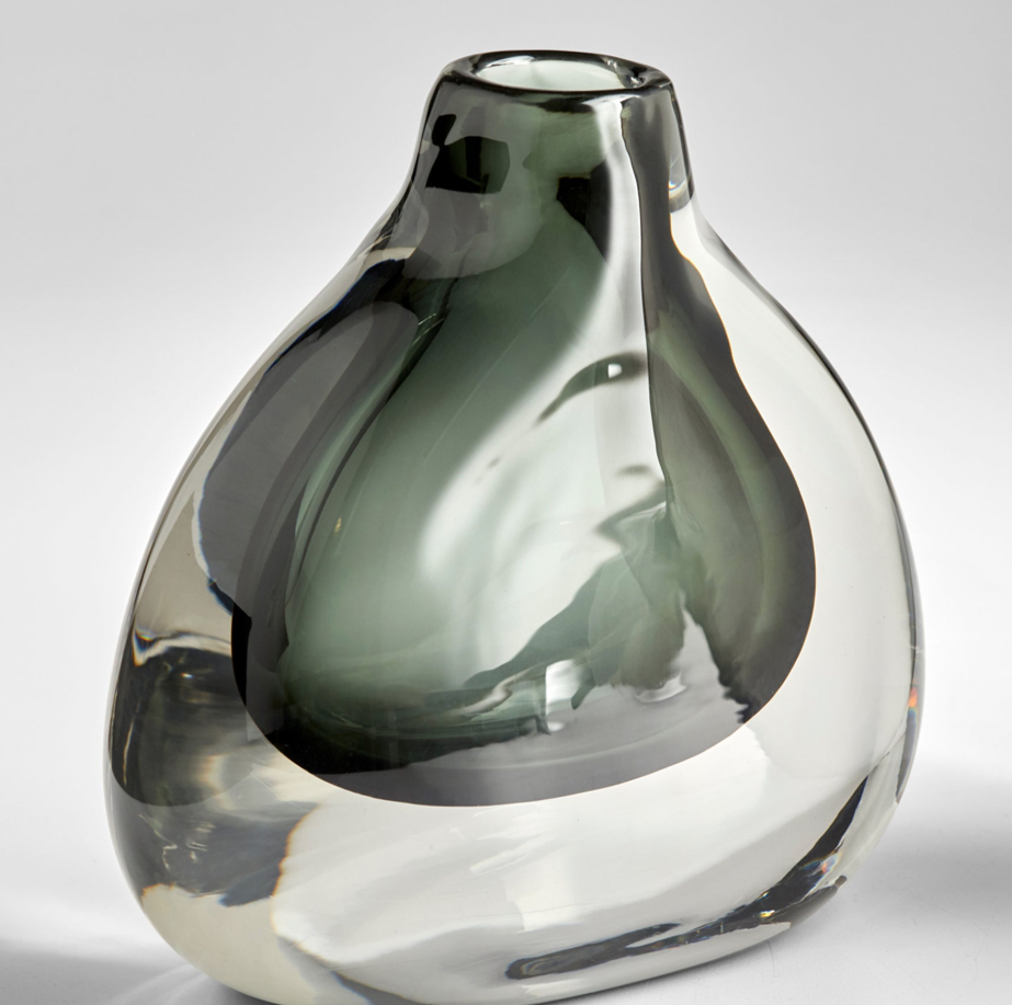 Grey and Clear Glass Vase- Small