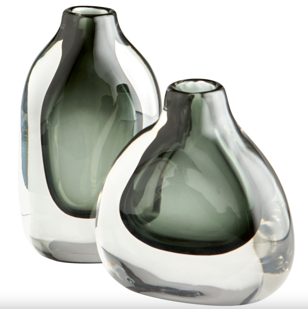 Grey and Clear Glass Vase- Small