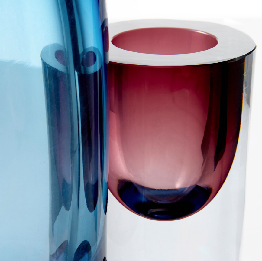 Handcrafted Purple and Blue Vase 8.75"