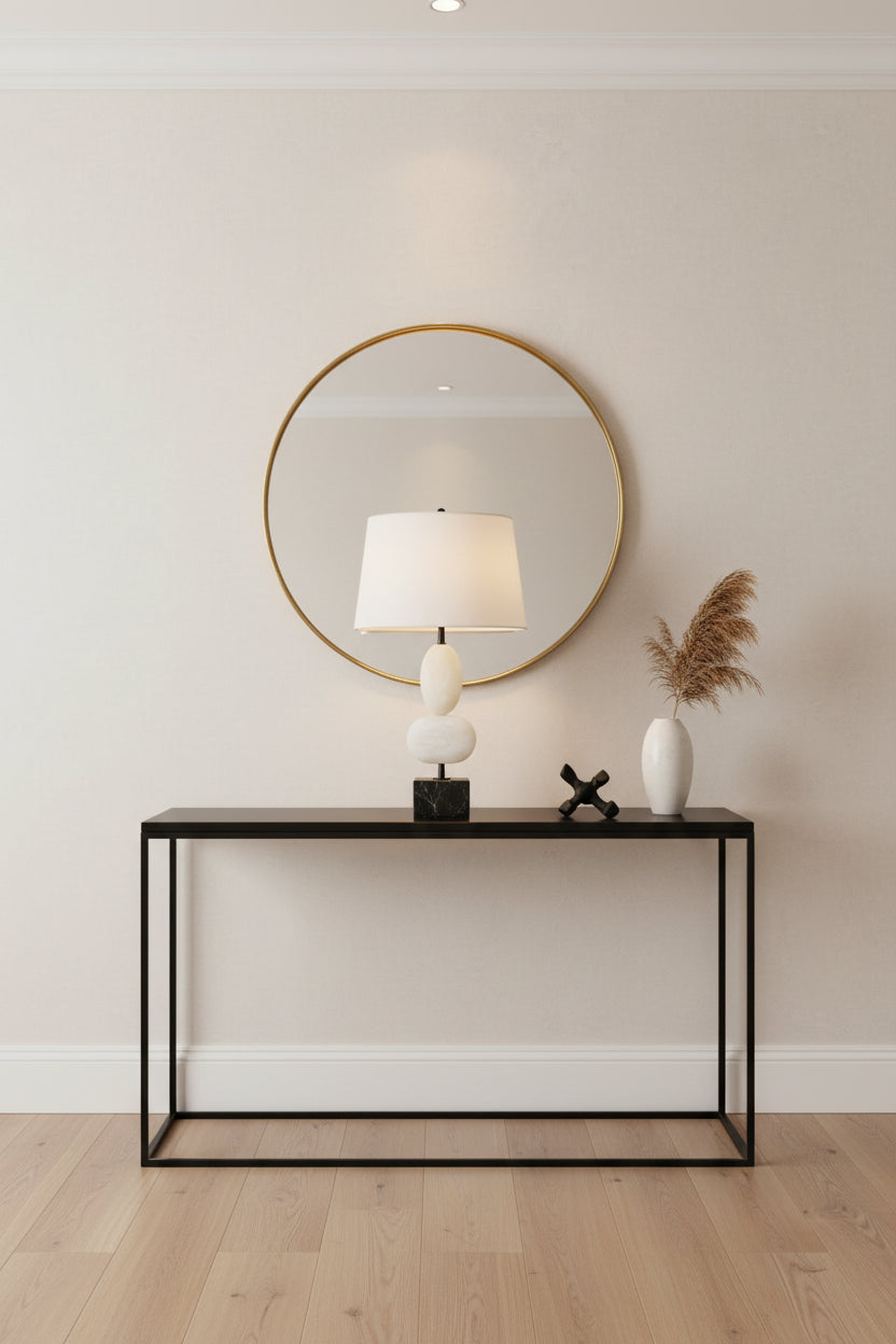 Table Lamp in Alabaster and Black Marble