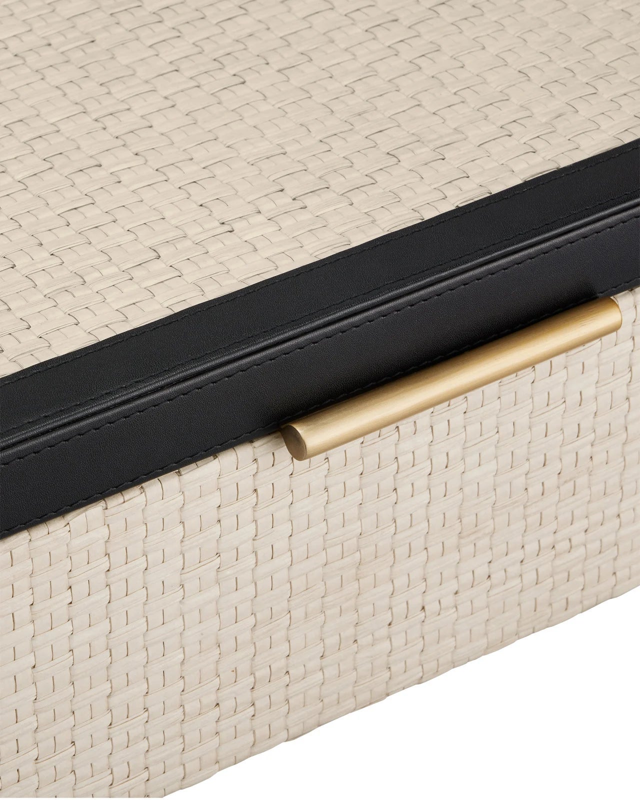 Rafia, Black Leather, Brass accents, Set of 2