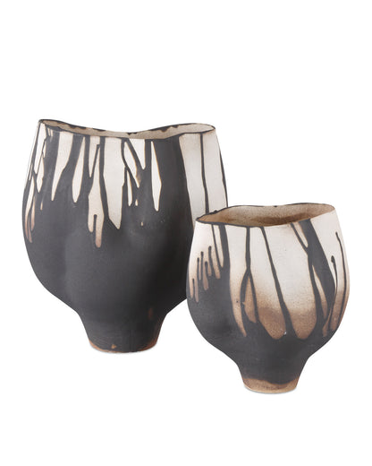 Black and Off-White Porcelain Vase, Medium