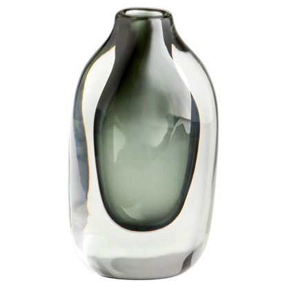 Grey and Clear Glass Vase-  Large