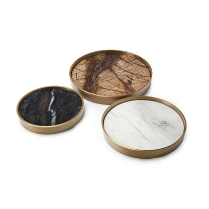Marble Trays in Natural Brass -Set of 3