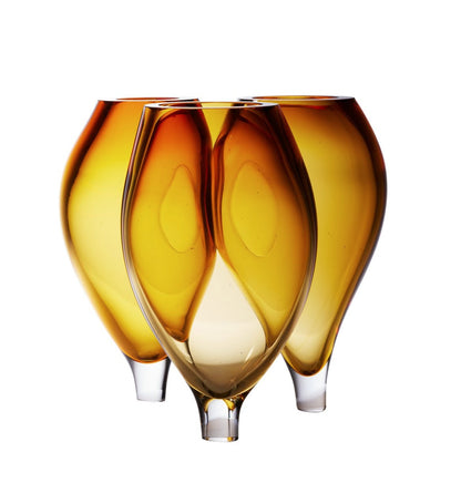 Amber Glass Cluster Vase