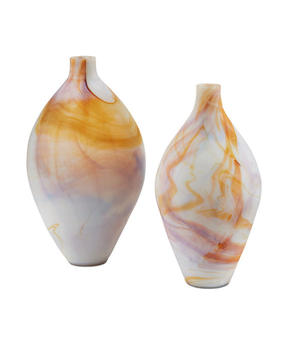 Aurora Swirl and Ember Veil Vases, Set of 2