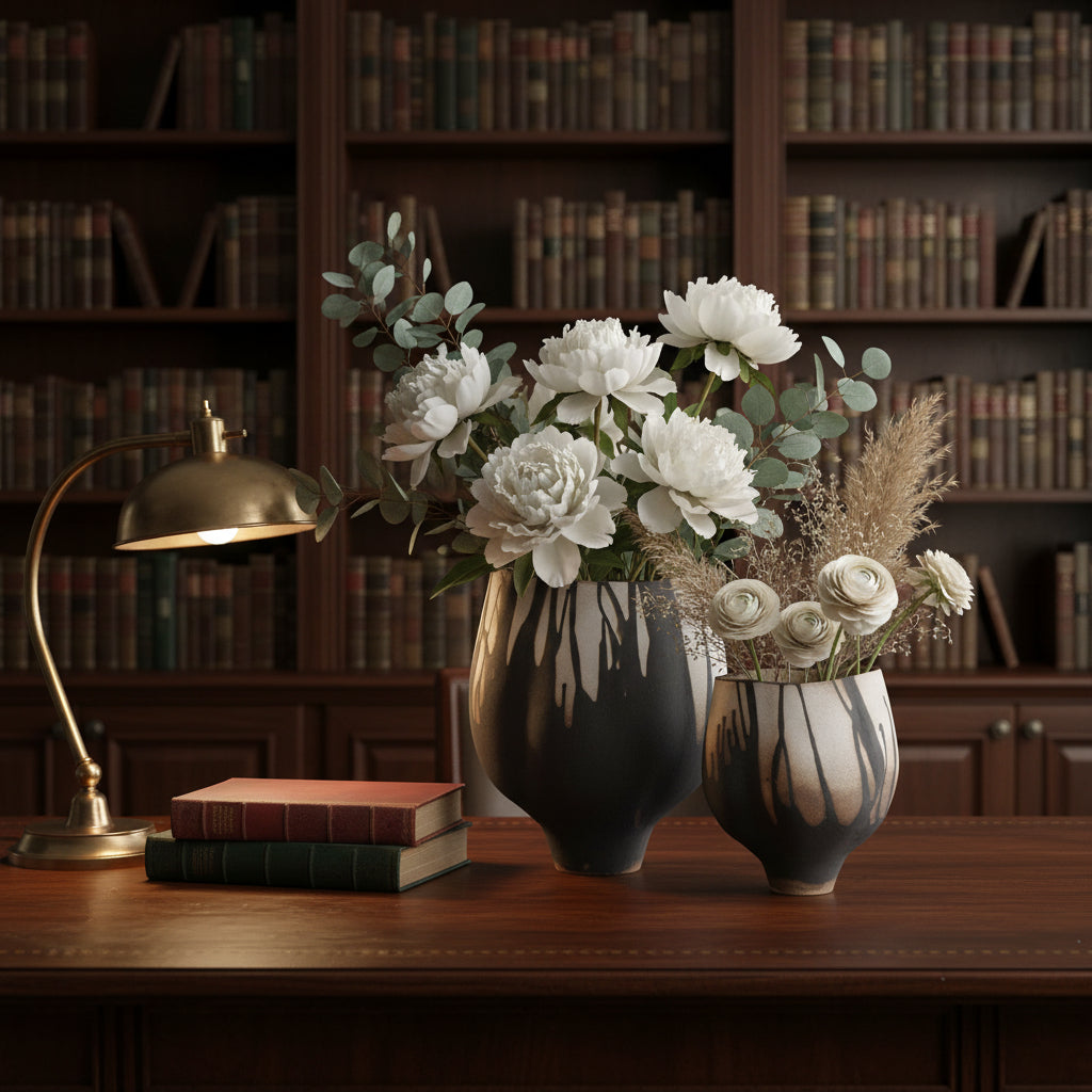 Black and Off-White Porcelain Vase, Medium