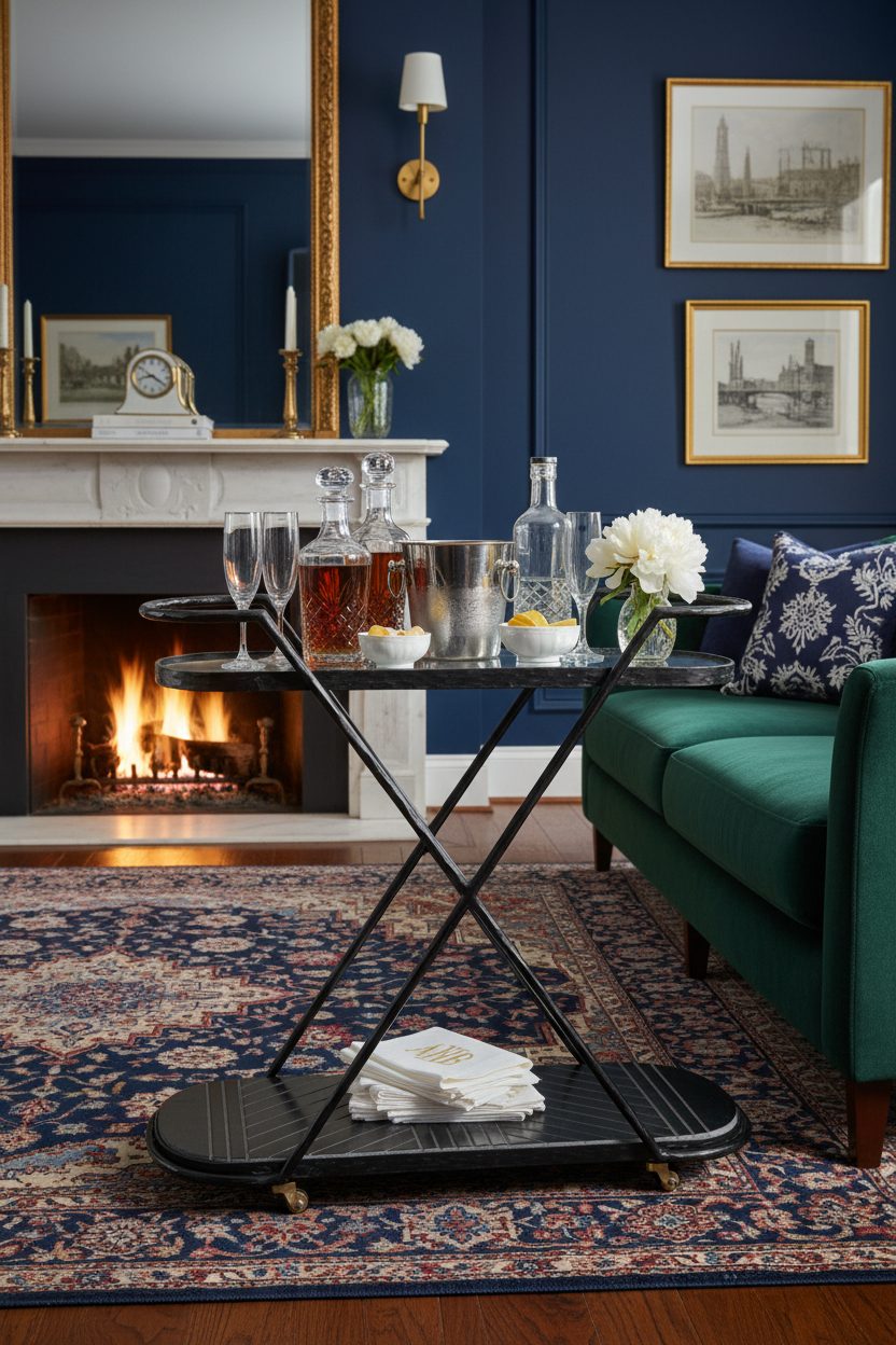 Blackened Iron Bar Cart