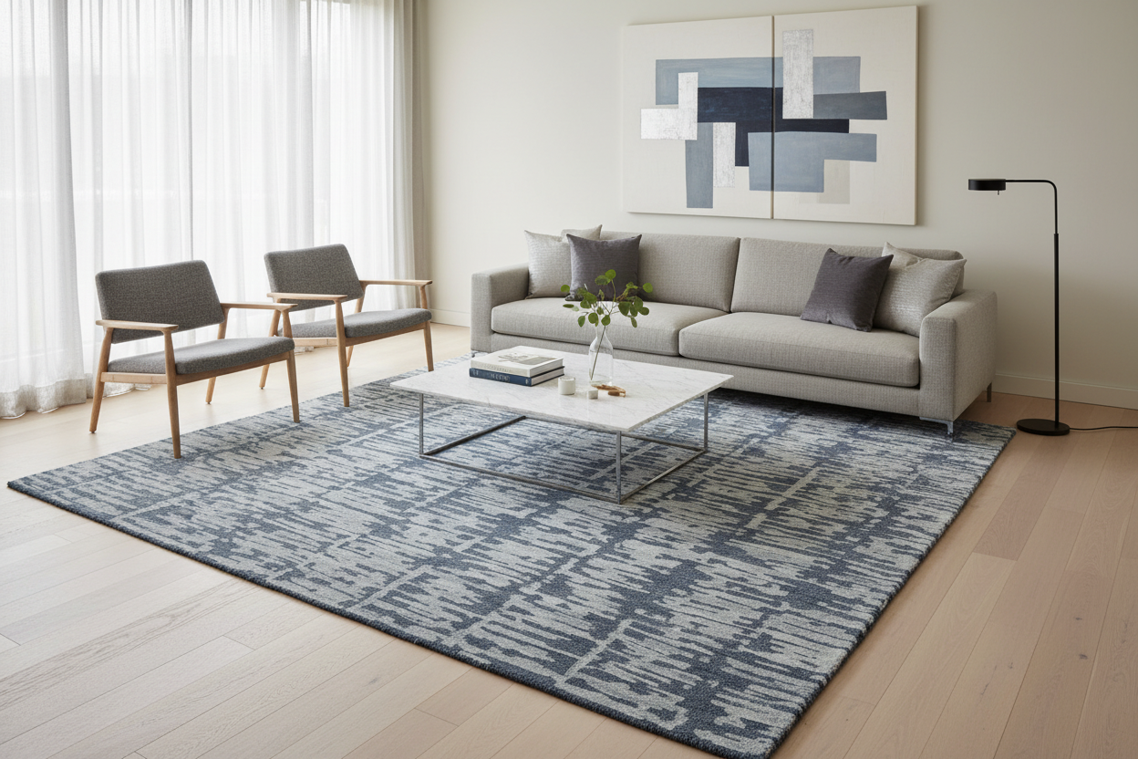 Blue Textured Rug