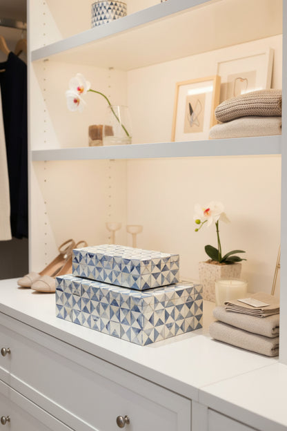 Blue and White Bone Box, Set of 2
