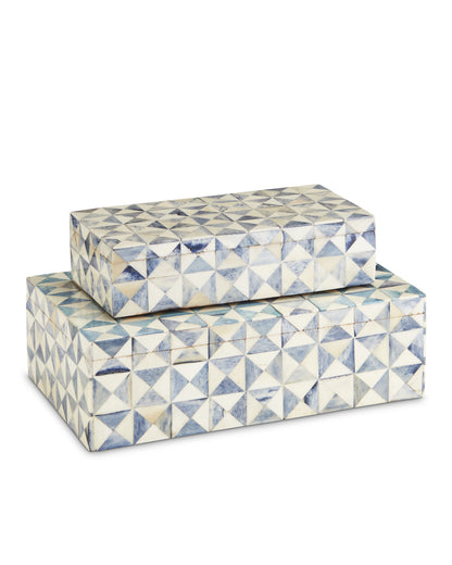 Blue and White Bone Box, Set of 2