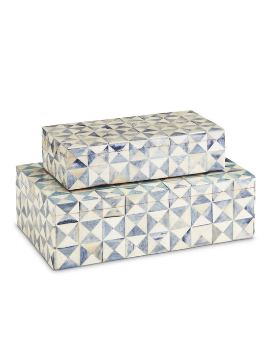 Blue and White Bone Box, Set of 2