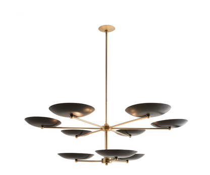 Two Tiered Bronze and Brass Chandelier