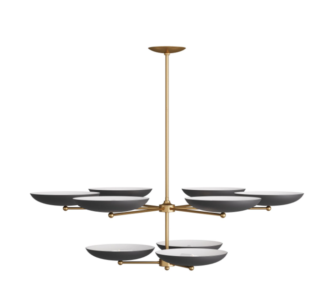 Two Tiered Bronze and Brass Chandelier