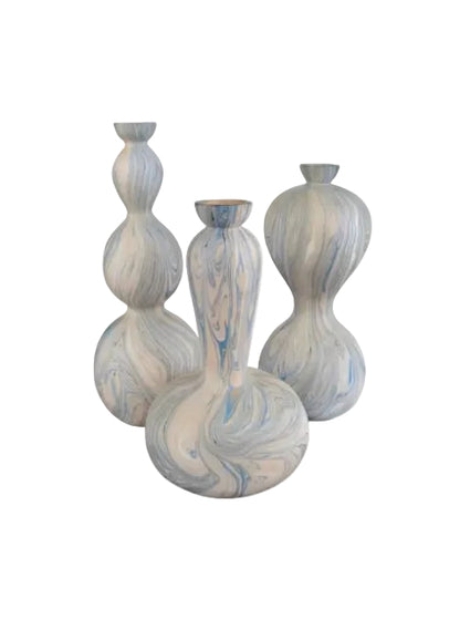 Celestial Marbleized Vases, Set of 3