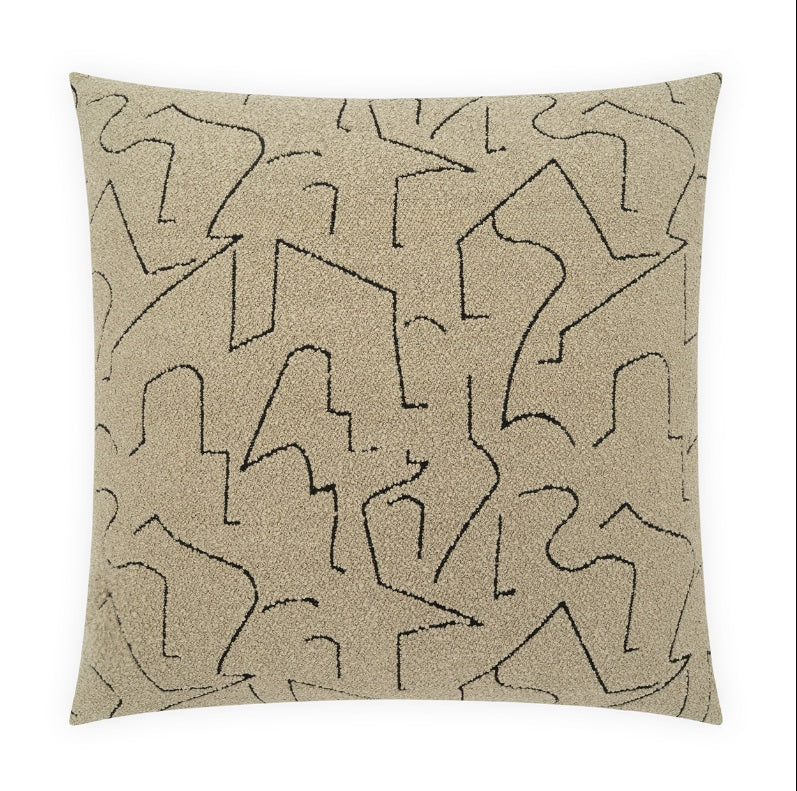 24" x 24" Contrasting Black Line Taupe Pillow