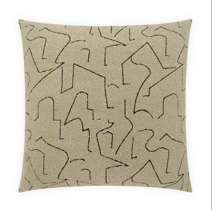 24" x 24" Contrasting Black Line Taupe Pillow