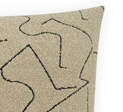 24" x 24" Contrasting Black Line Taupe Pillow