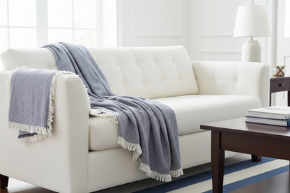 Cotton Wool Blue Throw