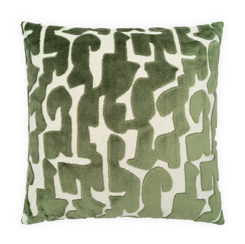 24" x 24" Cream and Moss Geometric Pillow