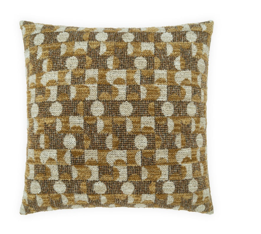 24" x 24" Gold and Brown Shapes Pillow