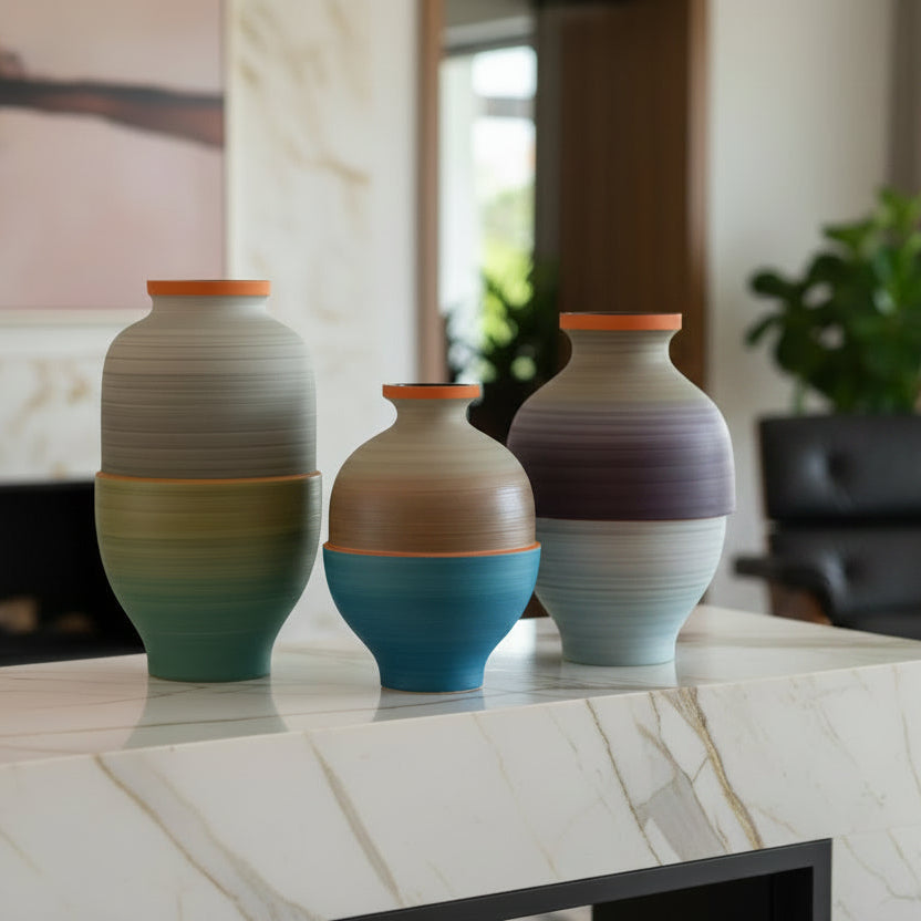 Horizon Band Vases, Set of 3