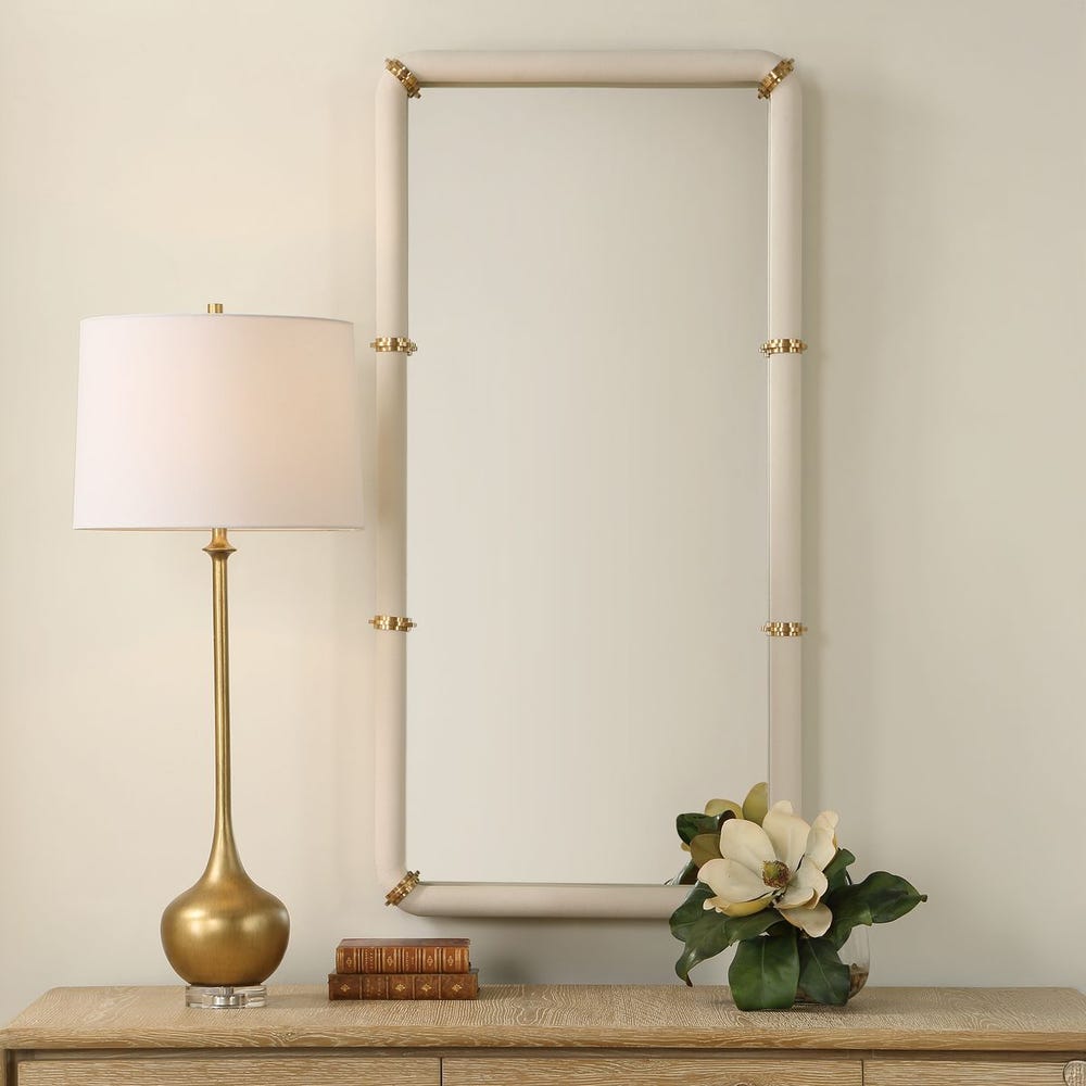Ivory Forge Mirror with Brass Accents