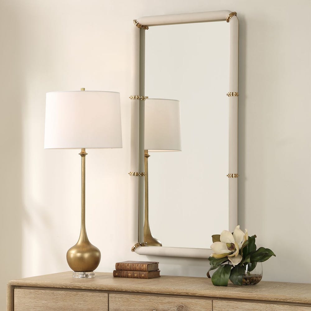 Ivory Forge Mirror with Brass Accents
