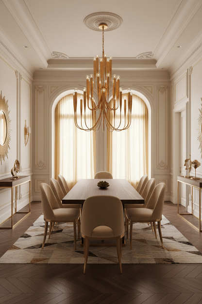 Large Chandelier in Antique Gold Leaf