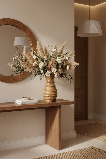 Mango Wood Curved Vase