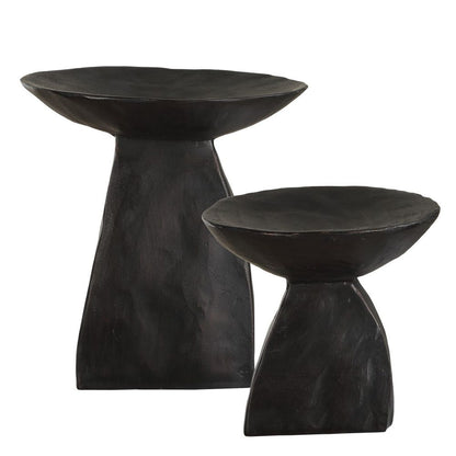 Obsidian Pedestal Bowls, Set of 2