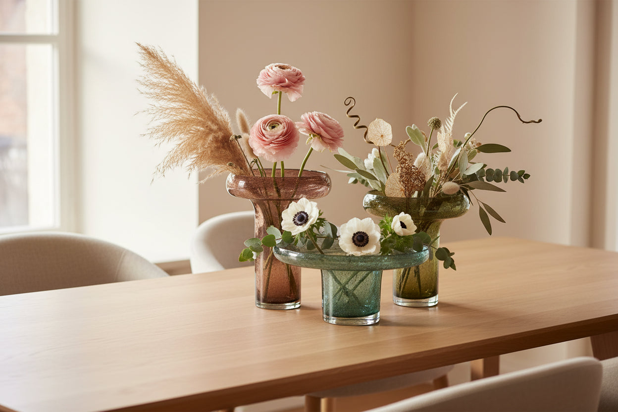 Organic Seeded Glass Vase, Set of 3
