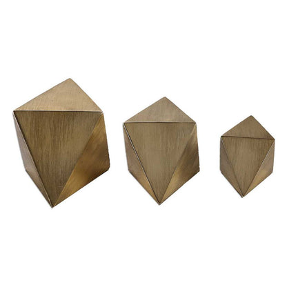 Prism Brass Sculptures, Set of 3