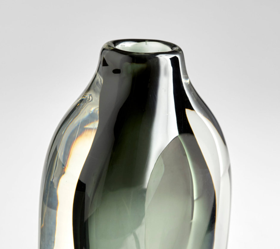 Grey and Clear Glass Vase-  Large