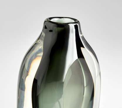 Grey and Clear Glass Vase-  Large