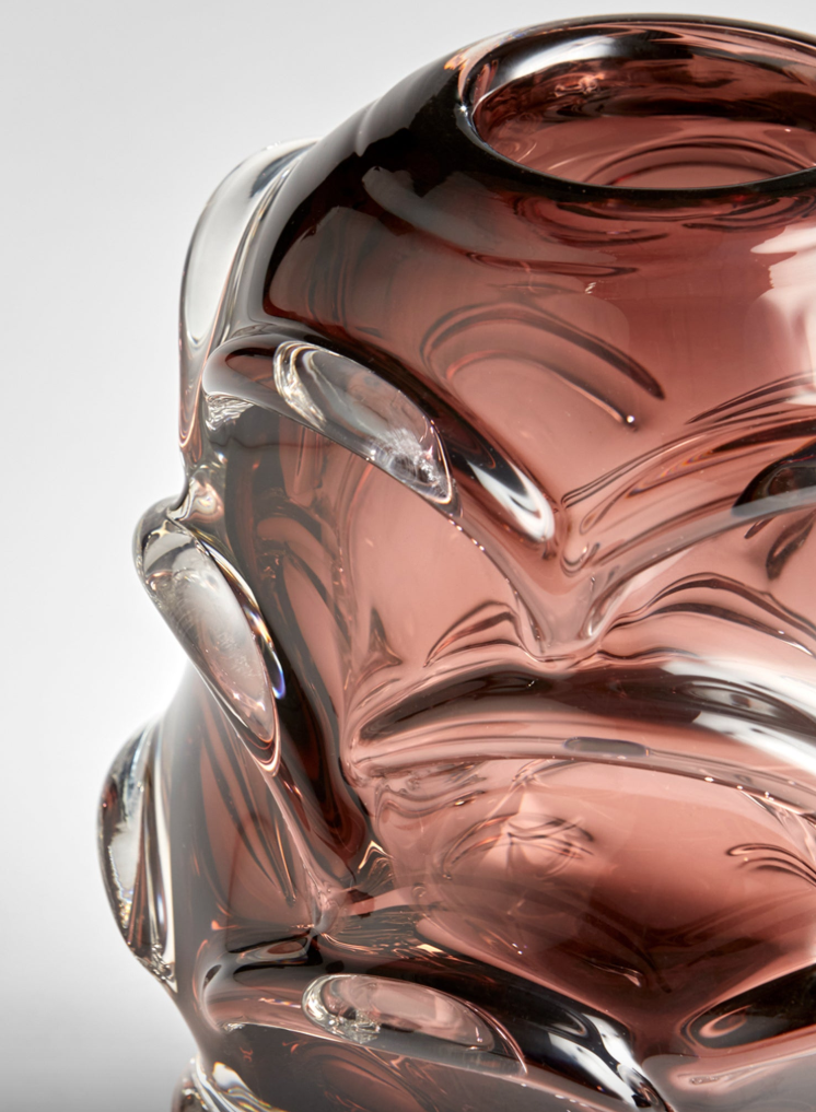 Hand Blown Petal Like Purple Glass Vase- Small