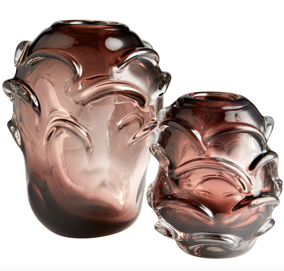 Hand Blown Petal Like Purple Glass Vase- Small