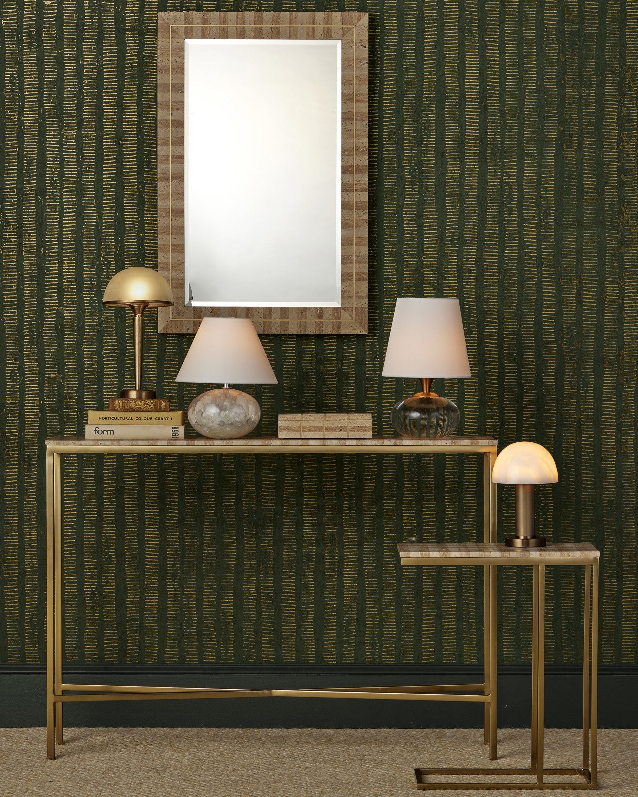 Striped Travertine & Brass Decorative Box