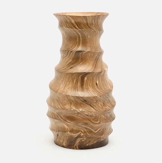 Mango Wood Curved Vase
