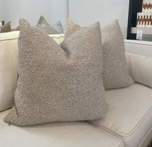 22" x 22" Beige Boucle Pillow