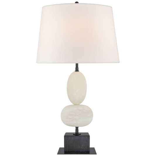 Table Lamp in Alabaster and Black Marble